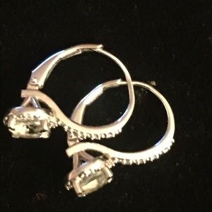 Sterling silver and light green stone earrings